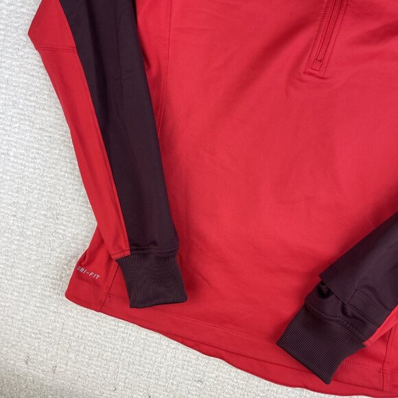 NIKE Running 546047 Dri-Fit Thermal Half Zip Red Hoodie Hooded Sweatshirt Sz M - Picture 4 of 16